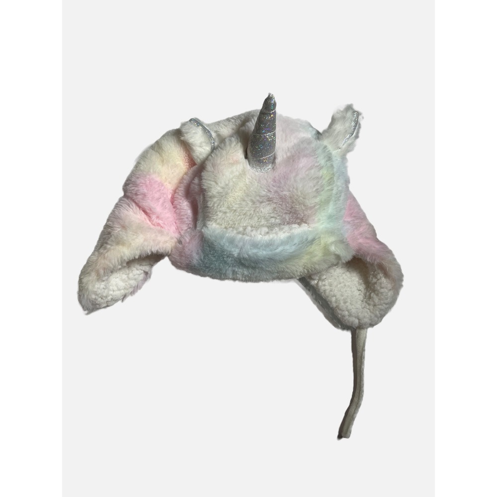 Unbranded Unicorn Trapper Hat Kids OS Pastel Rainbow Faux Fur Sherpa Winter Cozy